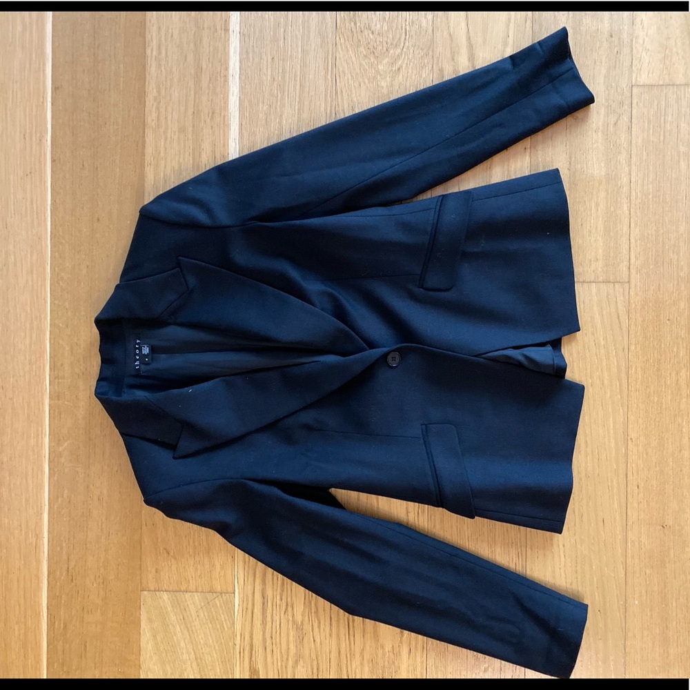 Theory 1 button black blazer